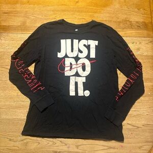 Nike Black Long Sleeve Tee with Red Accents
